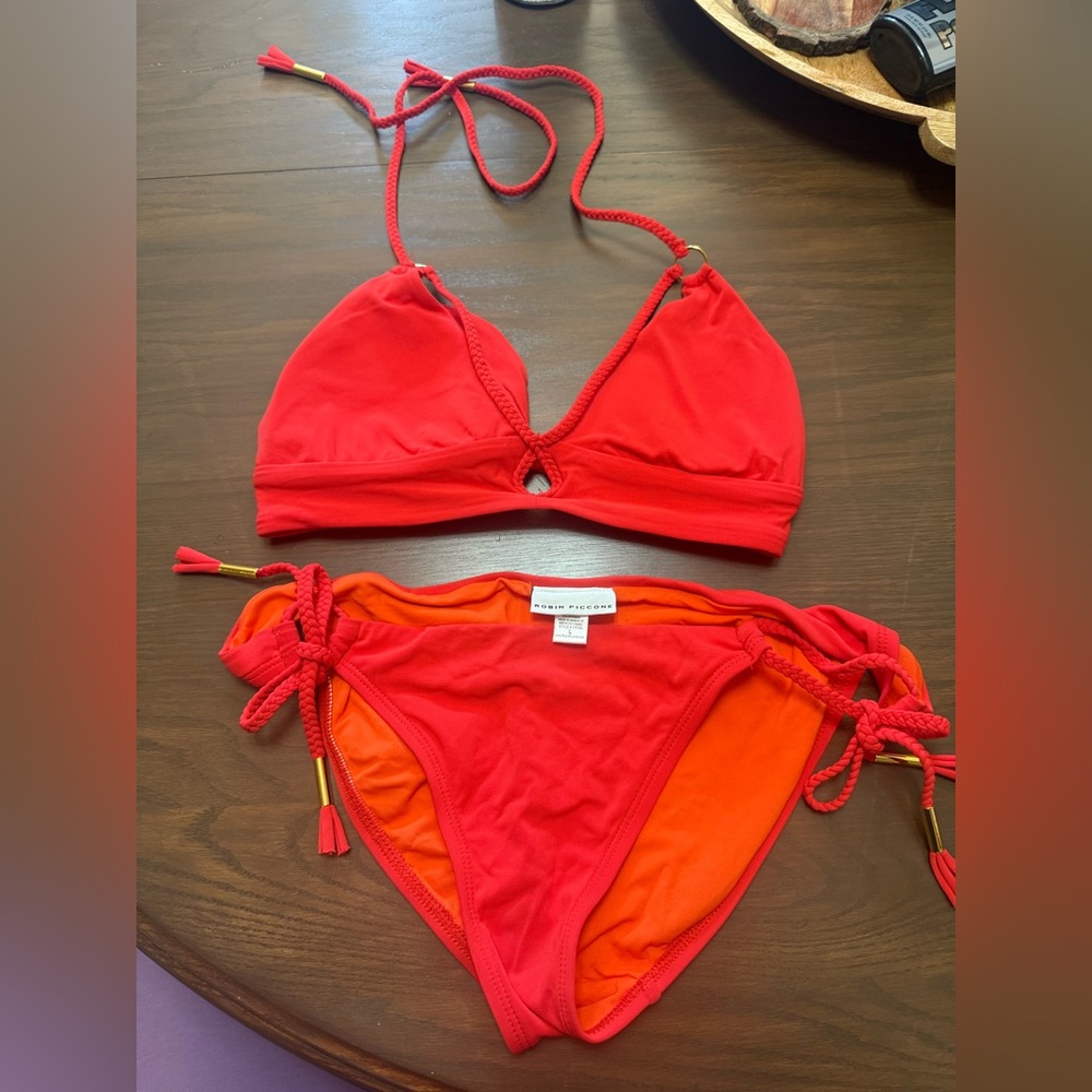 Robin Piccone Women's Red-Orange Bikini Set